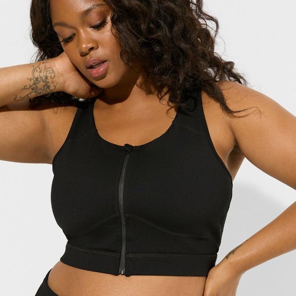 torrid Other - Torrid Plus Size Low-Impact Wireless Zip-Front Active Black Sports Bra Size 3X